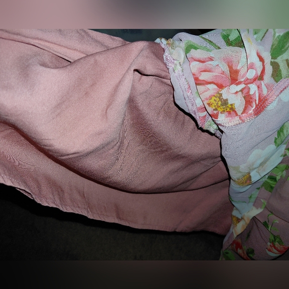 Anthropologie Somerset Long Sleeve Mock Neck Chiffon Pink Floral Maxi Dress - Picture 15 of 16